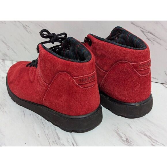 Tretorn Women's Red Suede Lace-Up Almond Toe Ankle Boots Size 8 - Picture 4 of 9